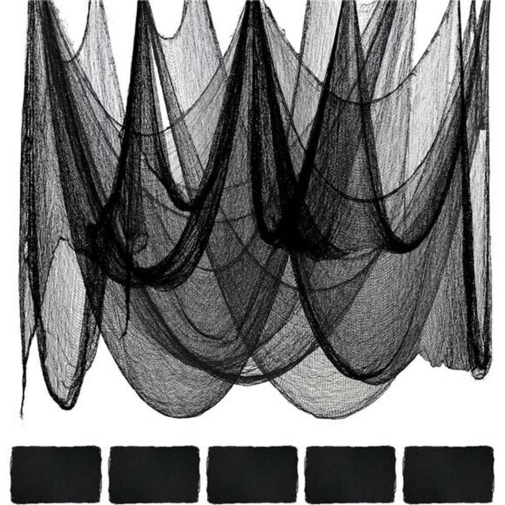 5pcs Halloween Black Creepy Cloth 30×80 Inch - Halloween Decor Spooky Haunted